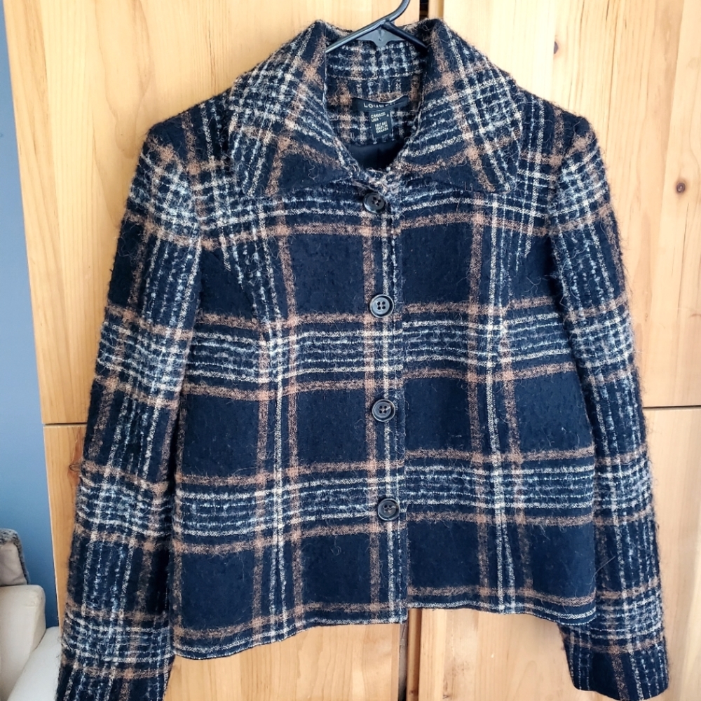 Louben Women's Brown & Beige Wool/Alpaca/Mohair Blend Short Jacket size 4
